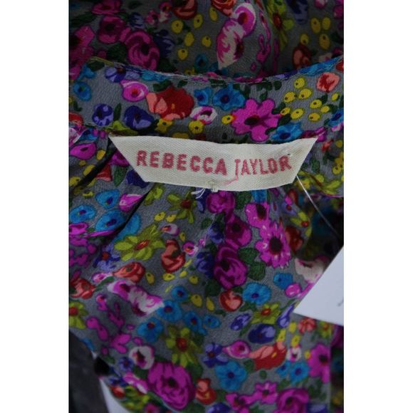 Rebecca Taylor Womens Pink Silk Floral Print Ruffle Sleeveless Blouse Top Size 2 - Picture 4 of 6